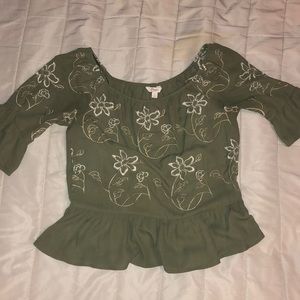 Olive Green Peplum Blouse